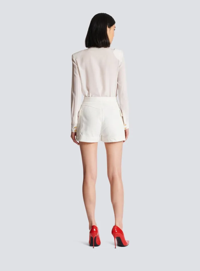 6button Denim Shorts White Women Balmain Denim