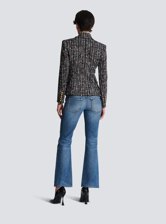 6button Tweed Jacket Black Women Balmain Jackets And Blazers