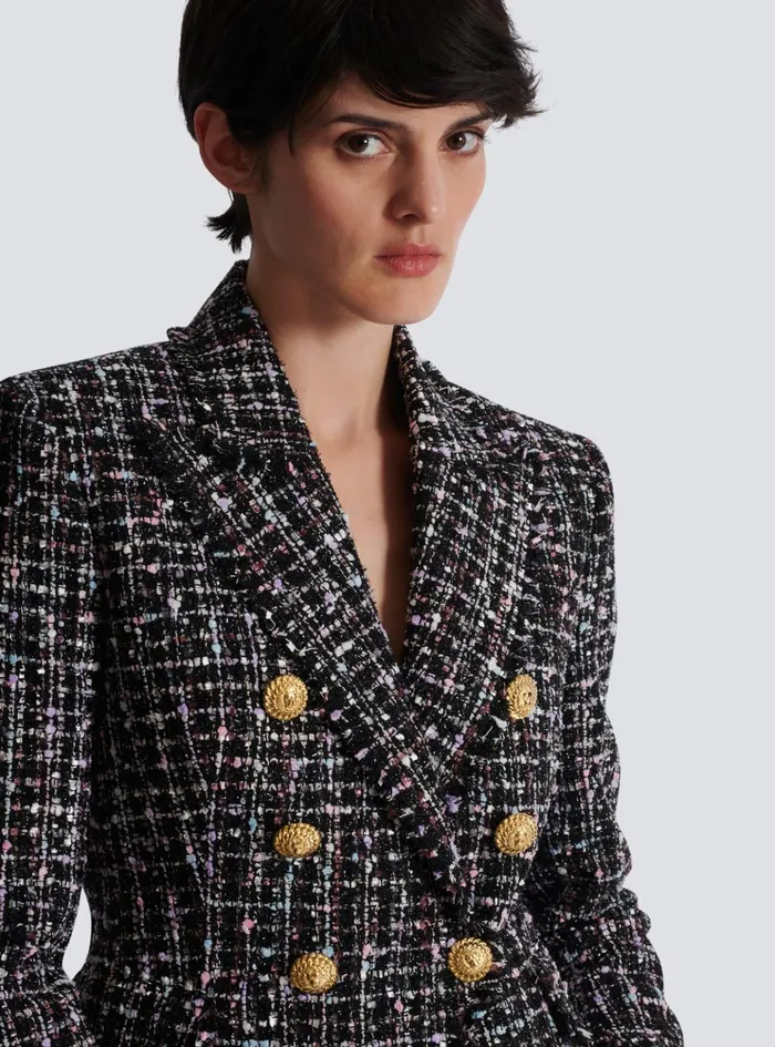 6button Tweed Jacket Black Women Balmain Jackets And Blazers