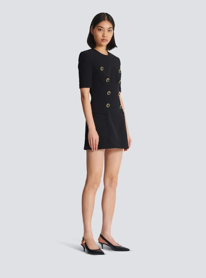8button Crepe Dress Black Women Balmain Dresses