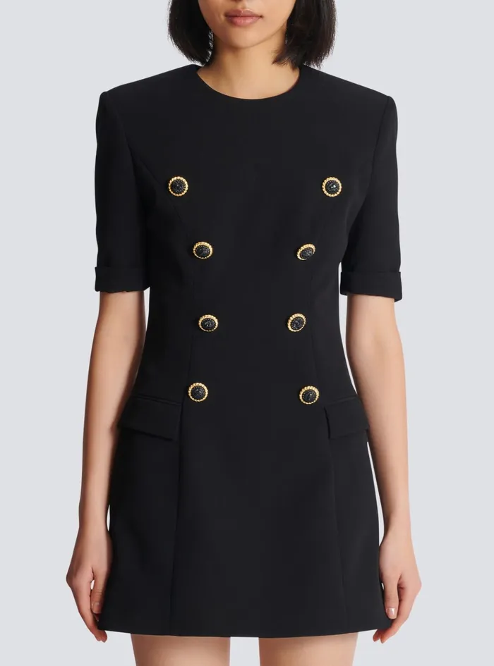 8button Crepe Dress Black Women Balmain Dresses