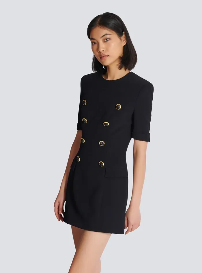8button Crepe Dress Black Women Balmain Dresses