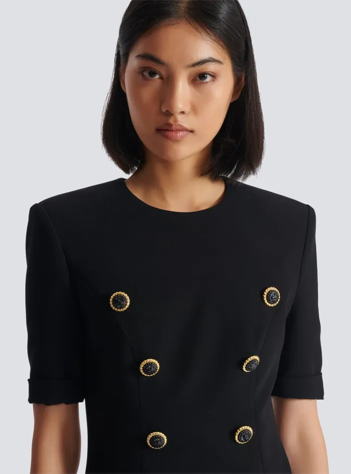 8button Crepe Dress Black Women Balmain Dresses