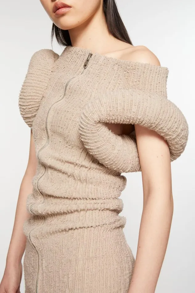 Acne Studios Asymmetric Knit Dress Old Pink Women Dresses Acne Studios Asymmetric Knit Dress Old Pink Women Dresses