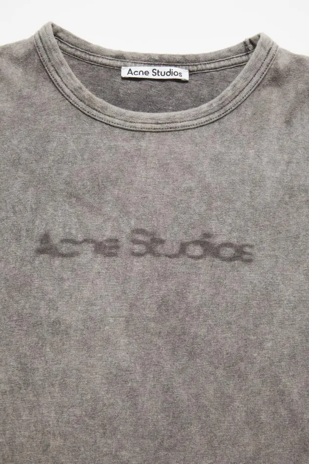 Acne Studios Blurred Logo Tshirt 8211 Fitted Unisex Fit Faded Grey Women Tshirts Acne Studios Blurred Logo Tshirt 8211 Fitted Unisex Fit Faded Grey Women Tshirts