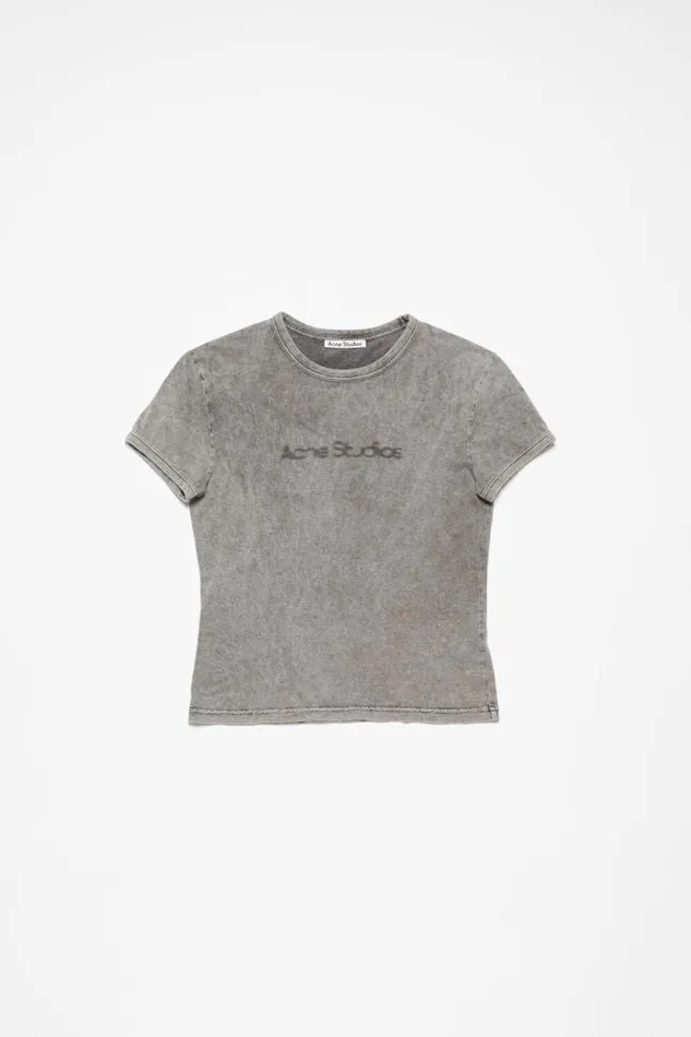 Acne Studios Blurred Logo Tshirt 8211 Fitted Unisex Fit Faded Grey Women Tshirts Acne Studios Blurred Logo Tshirt 8211 Fitted Unisex Fit Faded Grey Women Tshirts