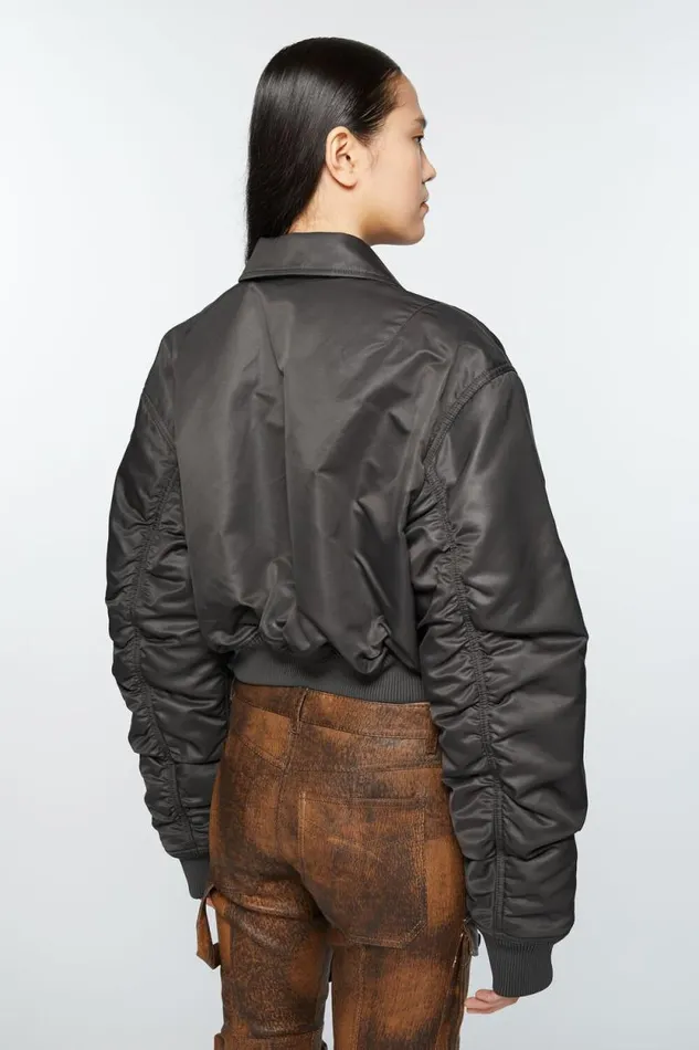 Acne Studios Bomber Jacket Anthracite Grey Women Outerwear Acne Studios Bomber Jacket Anthracite Grey Women Outerwear