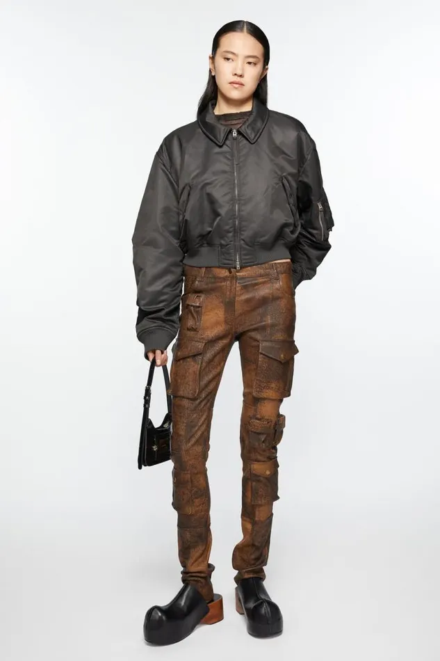 Acne Studios Bomber Jacket Anthracite Grey Women Outerwear Acne Studios Bomber Jacket Anthracite Grey Women Outerwear