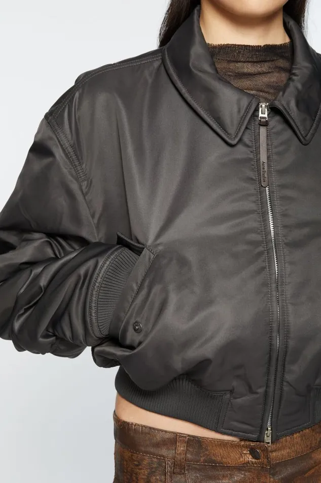 Acne Studios Bomber Jacket Anthracite Grey Women Outerwear Acne Studios Bomber Jacket Anthracite Grey Women Outerwear