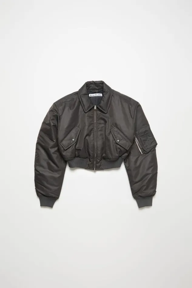 Acne Studios Bomber Jacket Anthracite Grey Women Outerwear Acne Studios Bomber Jacket Anthracite Grey Women Outerwear