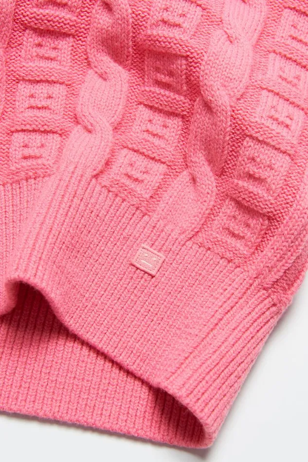 Acne Studios Cable Wool Sleeveless Jumper Tango Pink Women Knitwear