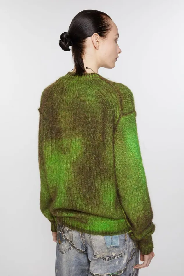 Acne Studios Cardigan Sprayed Finish Bright Green Women Knitwear