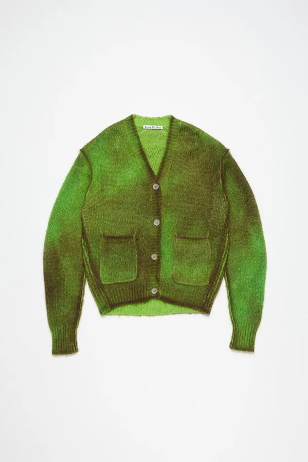 Acne Studios Cardigan Sprayed Finish Bright Green Women Knitwear