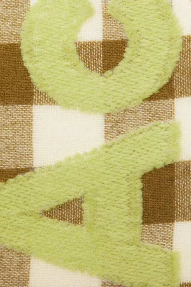 Acne Studios Check Logo Scarf 8211 Narrow Khakigreen Women Scarves Acne Studios Check Logo Scarf 8211 Narrow Khakigreen Women Scarves