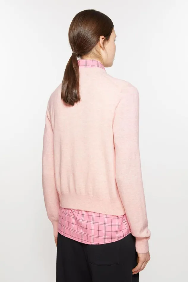 Acne Studios Crew Neck Cardigan Faded Pink Melange Women Knitwear Acne Studios Crew Neck Cardigan Faded Pink Melange Women Knitwear