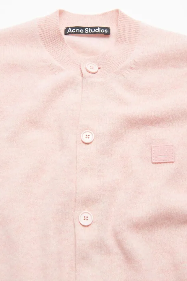 Acne Studios Crew Neck Cardigan Faded Pink Melange Women Knitwear Acne Studios Crew Neck Cardigan Faded Pink Melange Women Knitwear