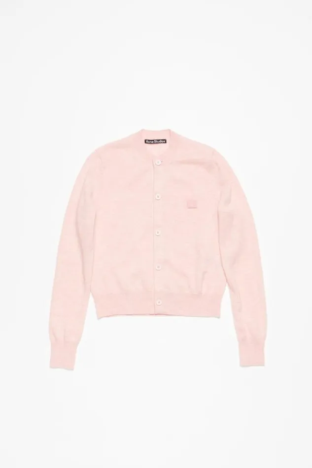 Acne Studios Crew Neck Cardigan Faded Pink Melange Women Knitwear Acne Studios Crew Neck Cardigan Faded Pink Melange Women Knitwear