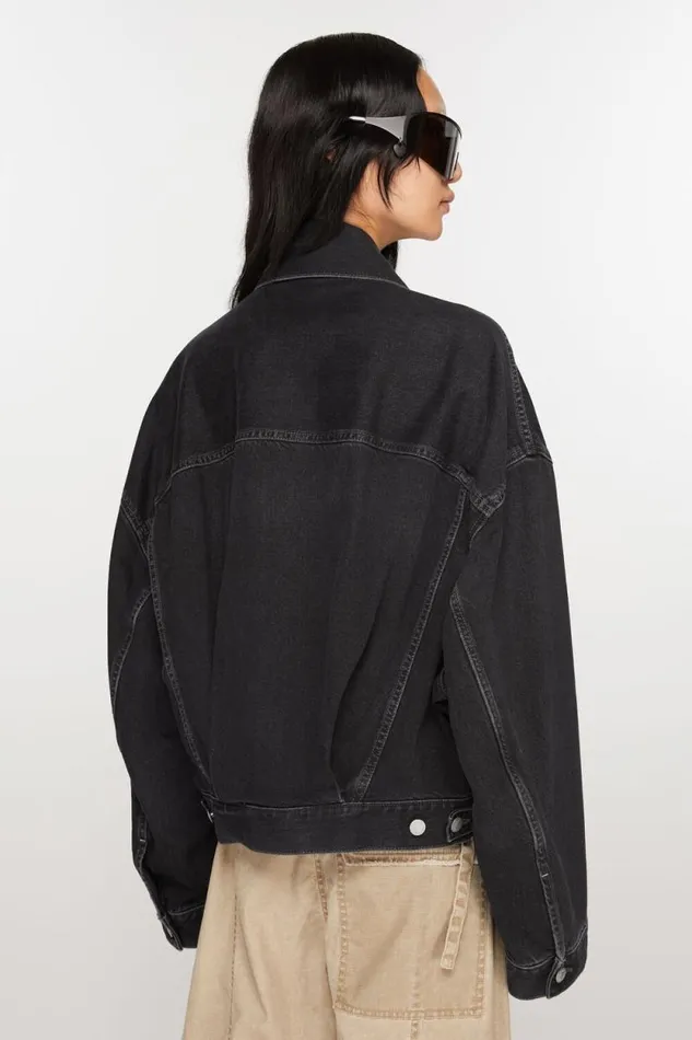 Acne Studios Denim Jacket 8211 Relaxed Cropped Fit Black Women Outerwear