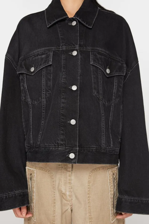 Acne Studios Denim Jacket 8211 Relaxed Cropped Fit Black Women Outerwear