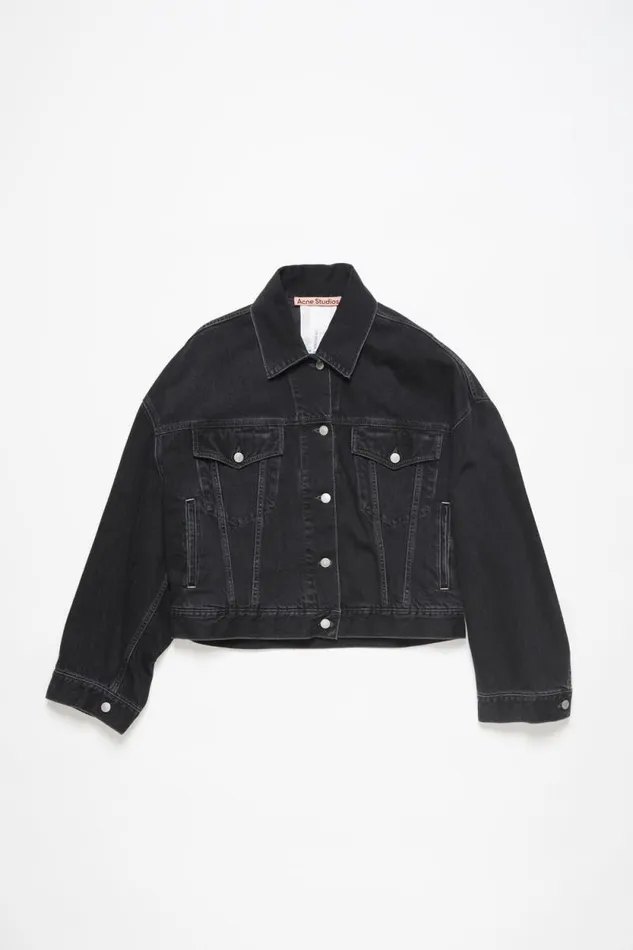 Acne Studios Denim Jacket 8211 Relaxed Cropped Fit Black Women Outerwear