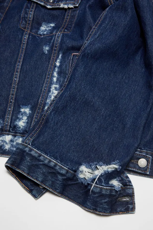 Acne Studios Distressed Denim Jacket 8211 Relaxed Fit Mid Blue Men Outerwear Acne Studios Distressed Denim Jacket 8211 Relaxed Fit Mid Blue Men Outerwear