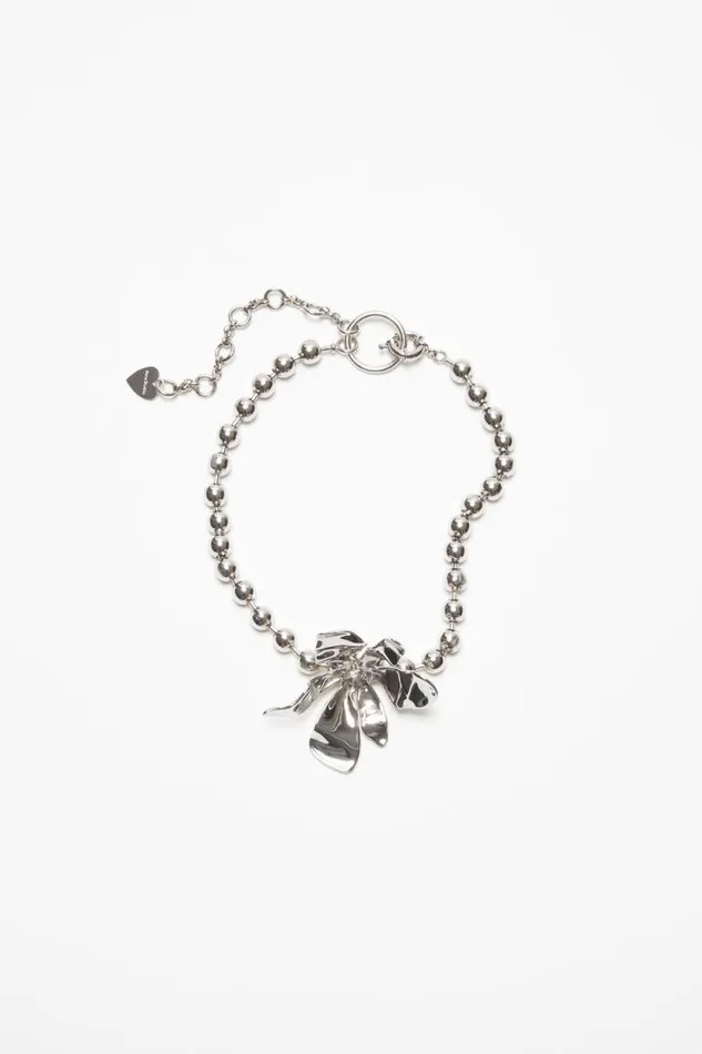 Acne Studios Flower Necklace Silvertransparent Women Jewellery