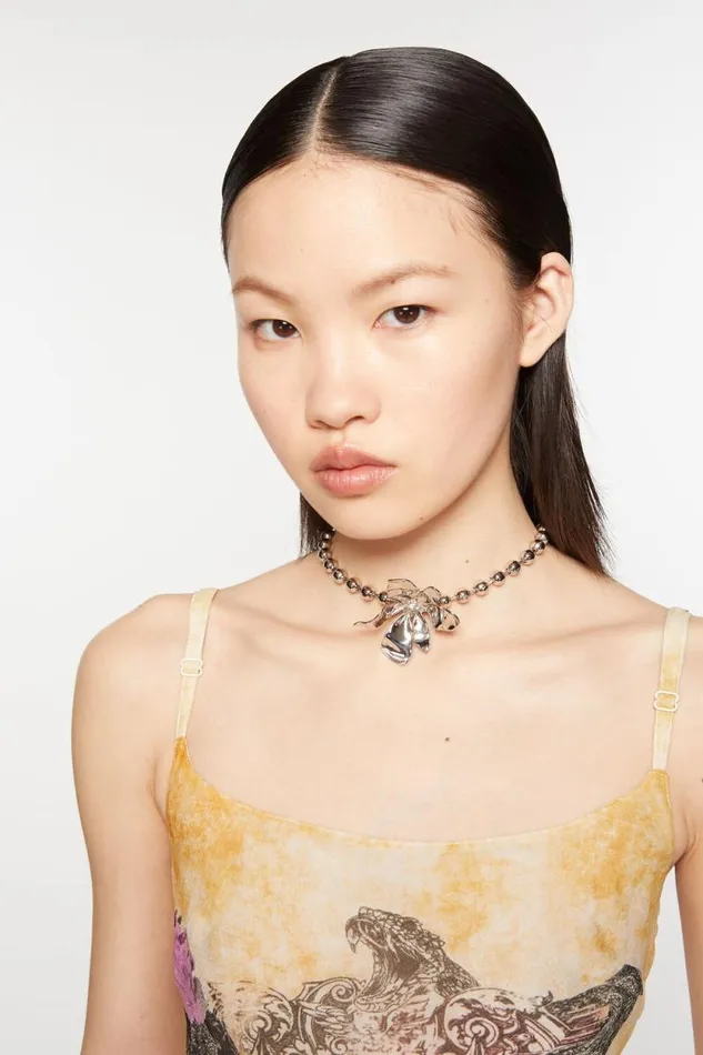 Acne Studios Flower Necklace Silvertransparent Women Jewellery