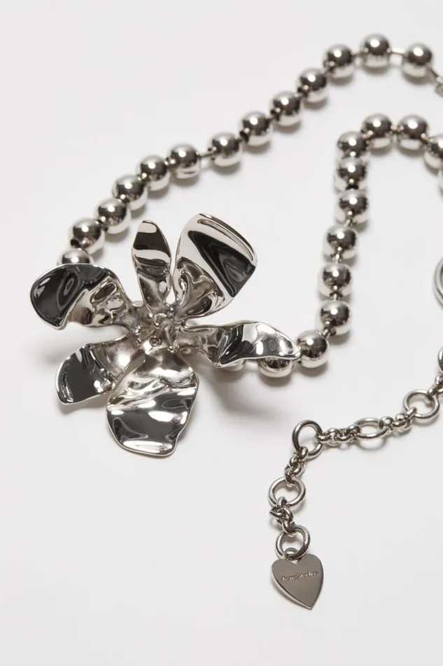 Acne Studios Flower Necklace Silvertransparent Women Jewellery