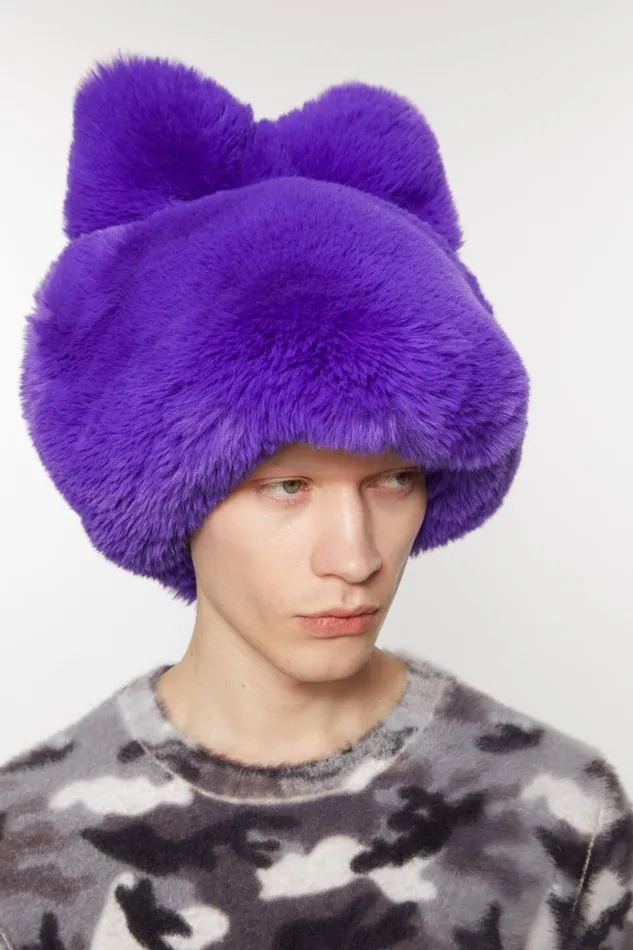 Acne Studios Fluffy Bow Hat Purple Men Hats