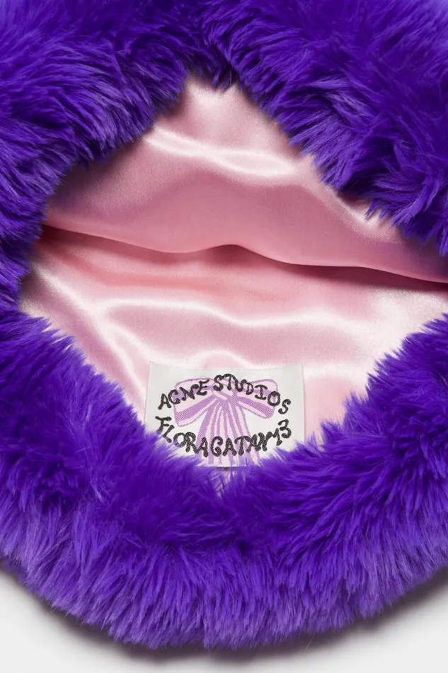 Acne Studios Fluffy Bow Hat Purple Men Hats