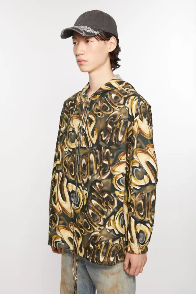 Acne Studios Hooded Logo Jacket Blackgold Men Outerwear
