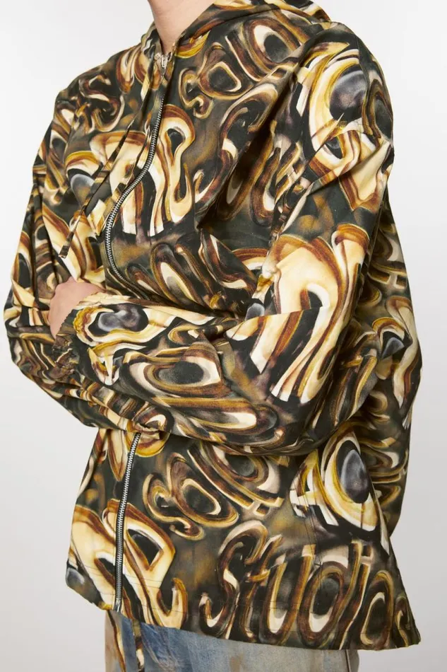 Acne Studios Hooded Logo Jacket Blackgold Men Outerwear