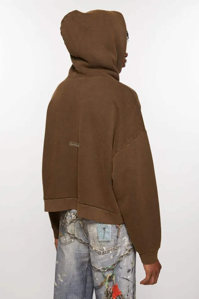 Acne Studios Hooded Sweater Logo Patch Chocolate Brown Men Sweatshirts Acne Studios Hooded Sweater Logo Patch Chocolate Brown Men Sweatshirts