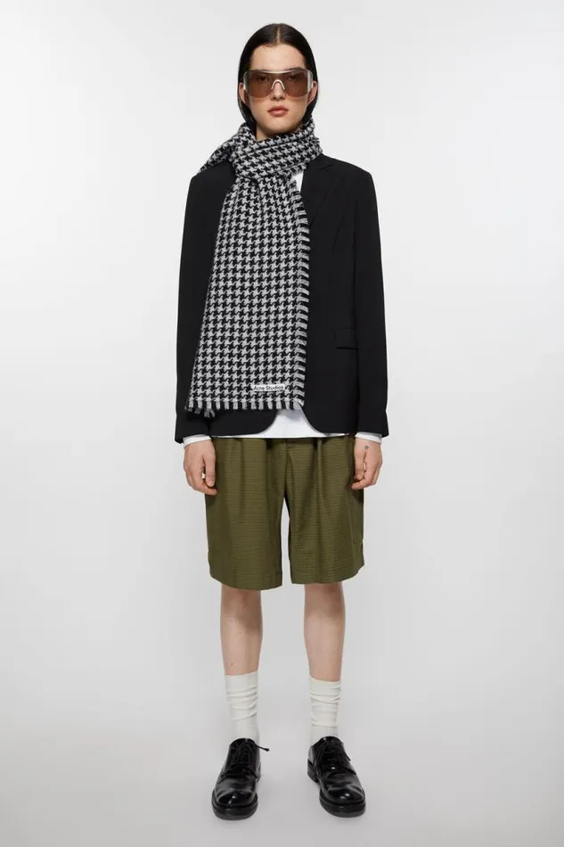 Acne Studios Houndstooth Scarf Blackwhite Women Scarves