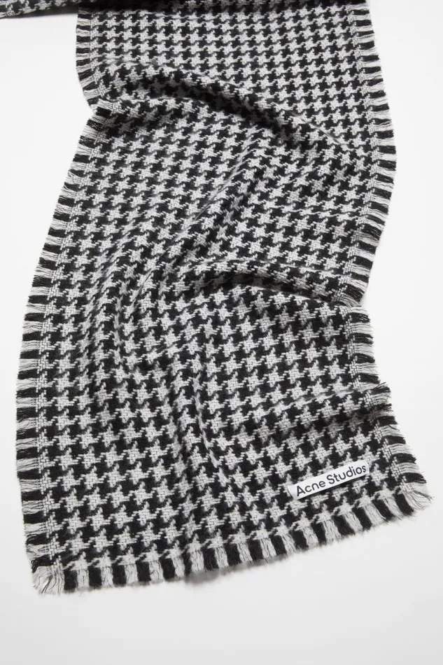 Acne Studios Houndstooth Scarf Blackwhite Women Scarves