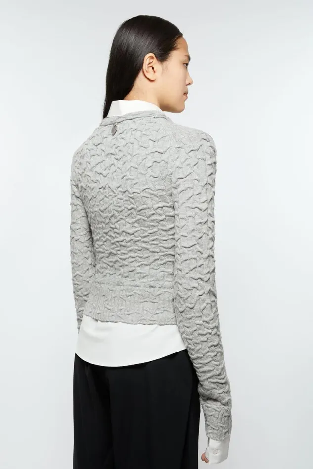 Acne Studios Layered Cardigan Light Grey Women Knitwear Acne Studios Layered Cardigan Light Grey Women Knitwear