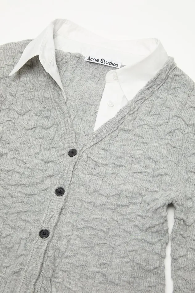 Acne Studios Layered Cardigan Light Grey Women Knitwear Acne Studios Layered Cardigan Light Grey Women Knitwear
