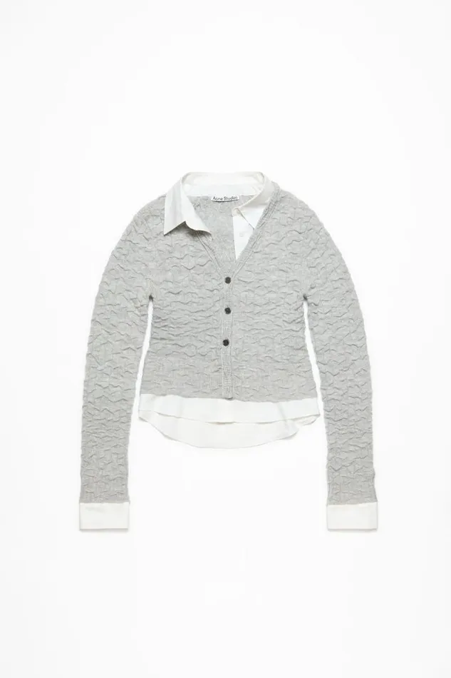 Acne Studios Layered Cardigan Light Grey Women Knitwear Acne Studios Layered Cardigan Light Grey Women Knitwear