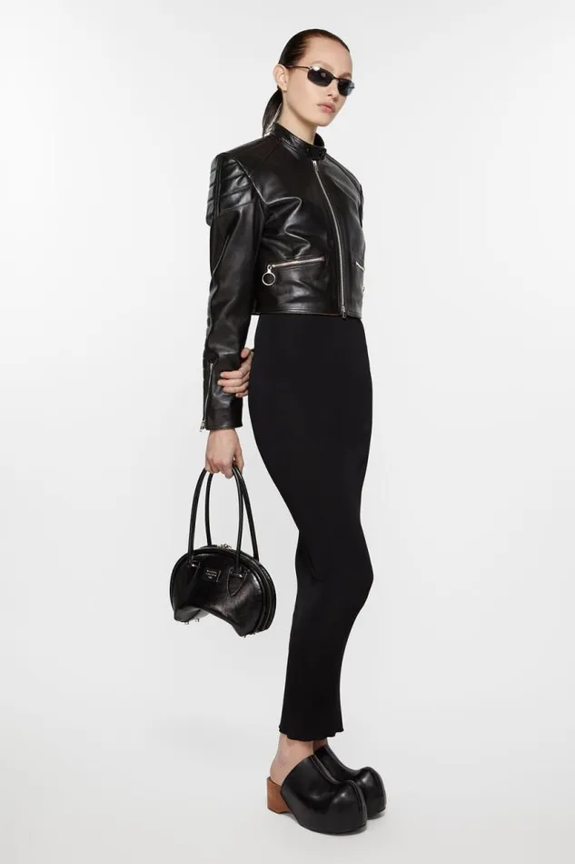 Acne Studios Leather Biker Jacket Black Women Outerwear