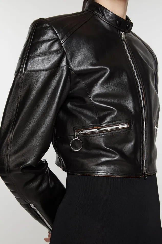 Acne Studios Leather Biker Jacket Black Women Outerwear