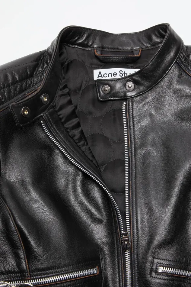 Acne Studios Leather Biker Jacket Black Women Outerwear
