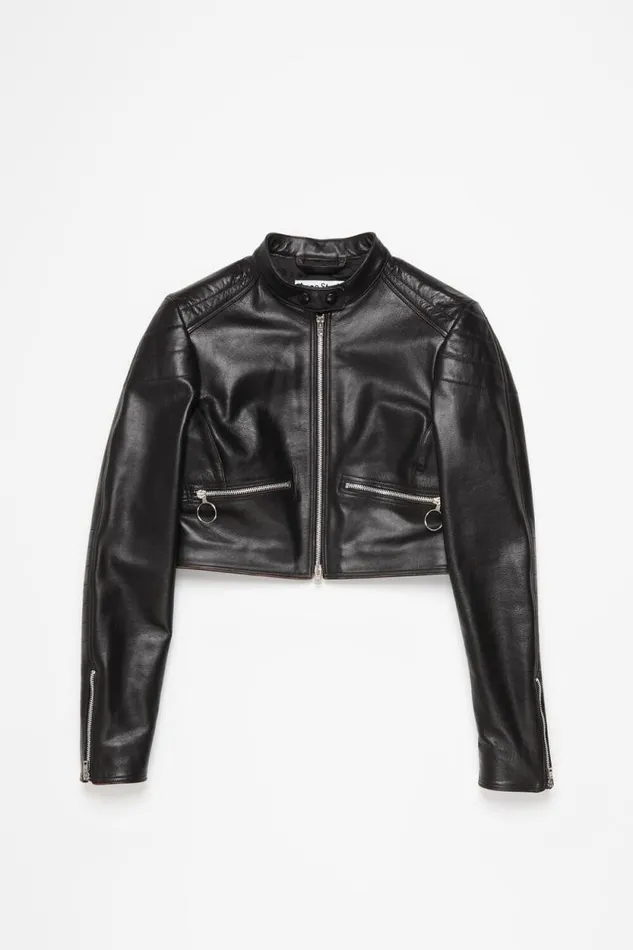 Acne Studios Leather Biker Jacket Black Women Outerwear