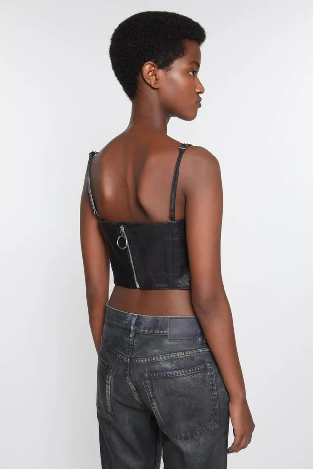 Acne Studios Leather Bustier Top Black Women Shirts and Blouses