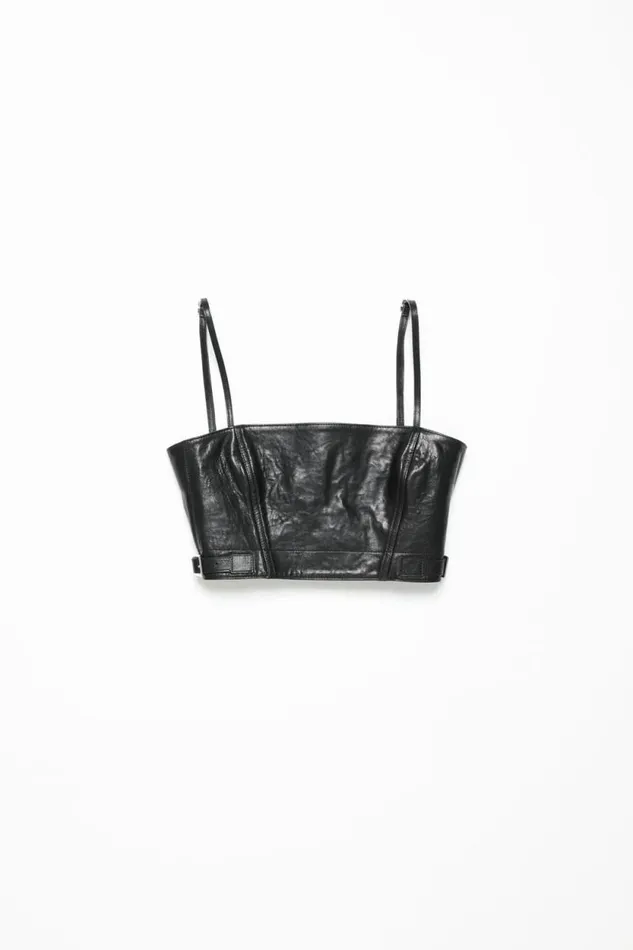 Acne Studios Leather Bustier Top Black Women Shirts and Blouses