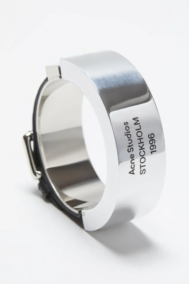 Acne Studios Leather Cuff Bracelet Silverblack Women Jewellery
