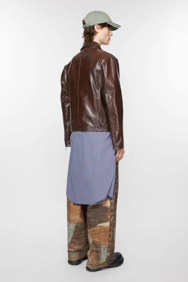 Acne Studios Leather Jacket Brown Men Outerwear