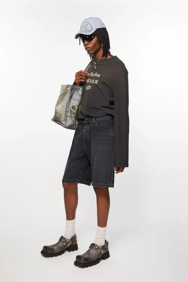 Acne Studios Loose Fit Denim Shorts Black Women Shorts