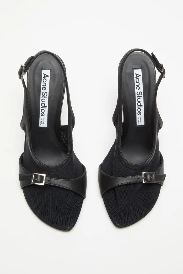 Acne Studios Mesh Slingback Heels Black Women Shoes Acne Studios Mesh Slingback Heels Black Women Shoes