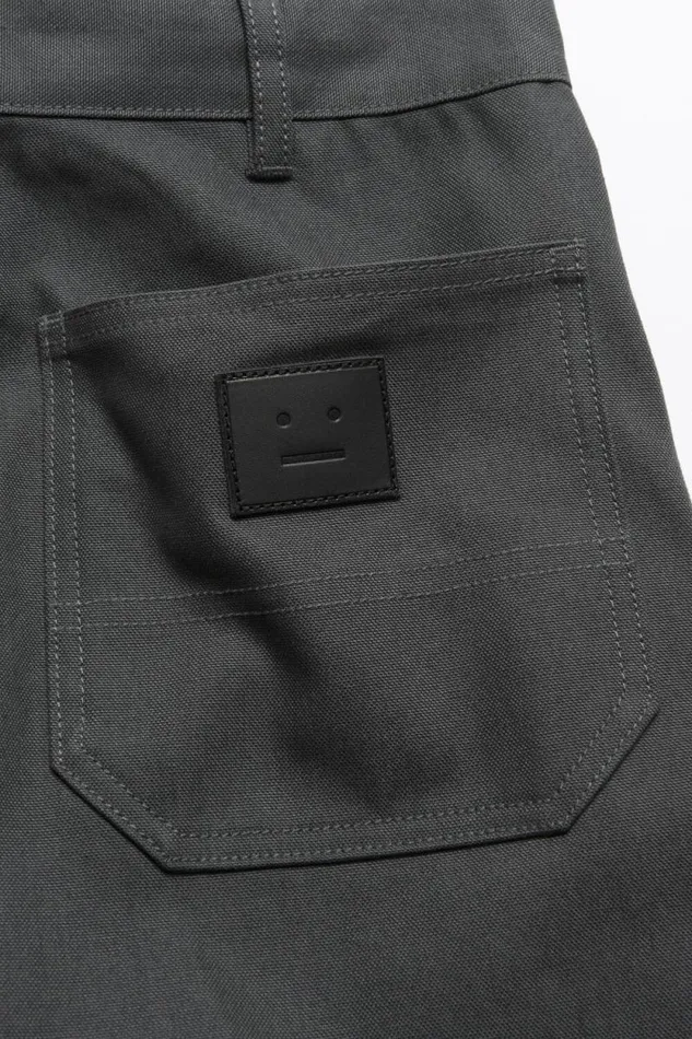Acne Studios Patch Canvas Trousers Dark Grey Women Trousers