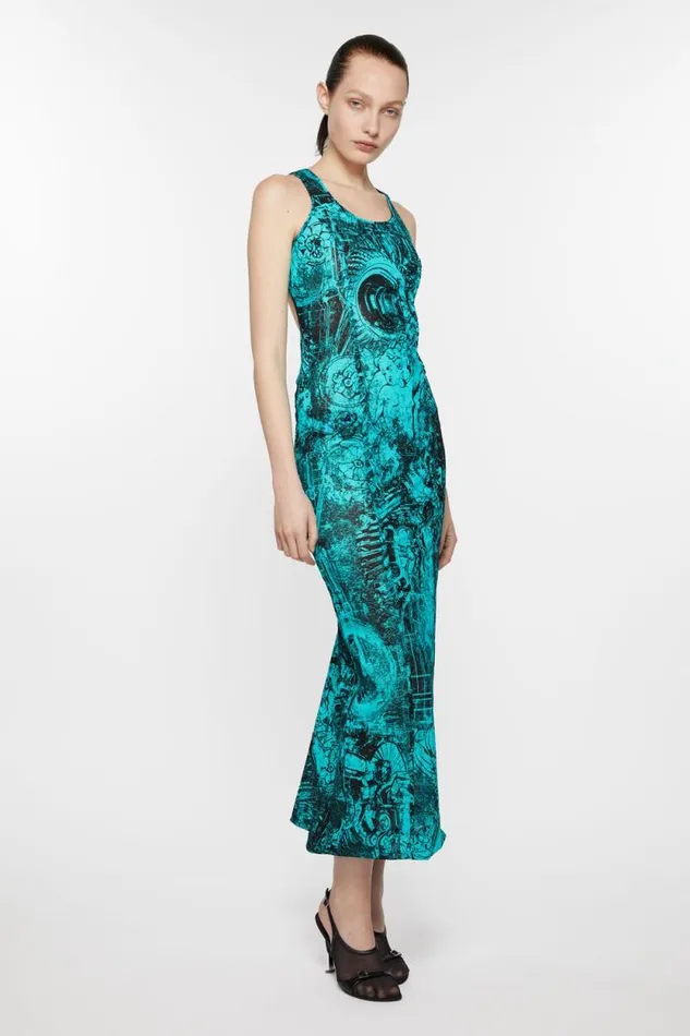 Acne Studios Printed Dress Blue Women Dresses